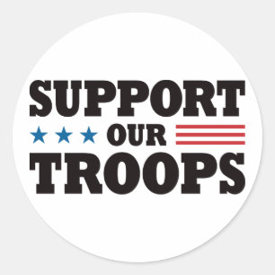Support Our Troops - Black Classic Round Sticker