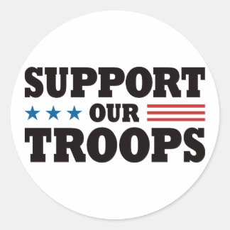 Support Our Troops - Black Classic Round Sticker
