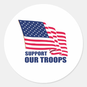 Support our troops classic round sticker