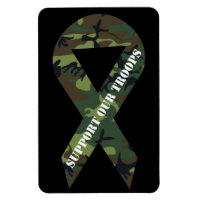 Support Our Troops Green Camo Ribbon Magnet