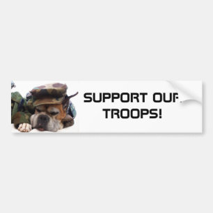 Support our troops Military boxer bumper sticker
