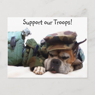 Support our troops Military boxer postcard
