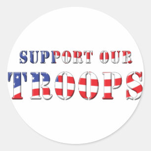 Support Our Troops Patriotic Colours Classic Round Sticker