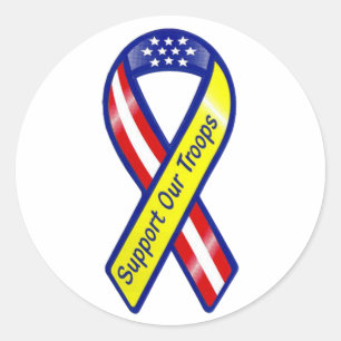 Support Our Troops Ribbon Classic Round Sticker
