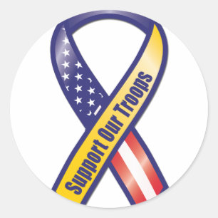 Support Our Troops Ribbon Classic Round Sticker