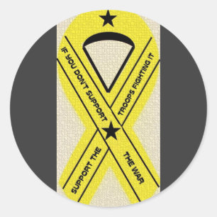 SUPPORT OUR TROOPS RIBBON CLASSIC ROUND STICKER