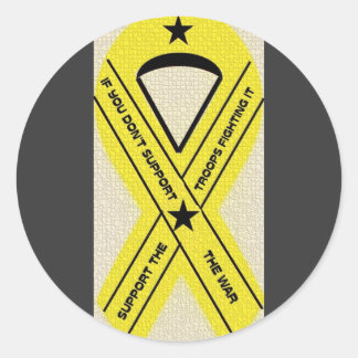 SUPPORT OUR TROOPS RIBBON CLASSIC ROUND STICKER