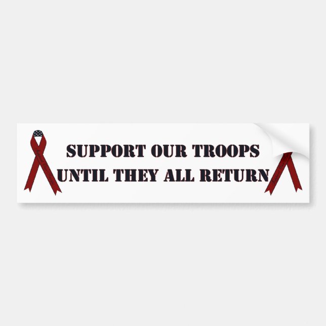 Support Our Troops (Stars Ribbon) Bumper Sticker (Front)