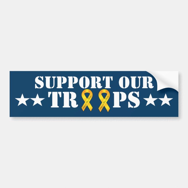 Support Our Troops - Yellow Ribbon Bumper Sticker (Front)