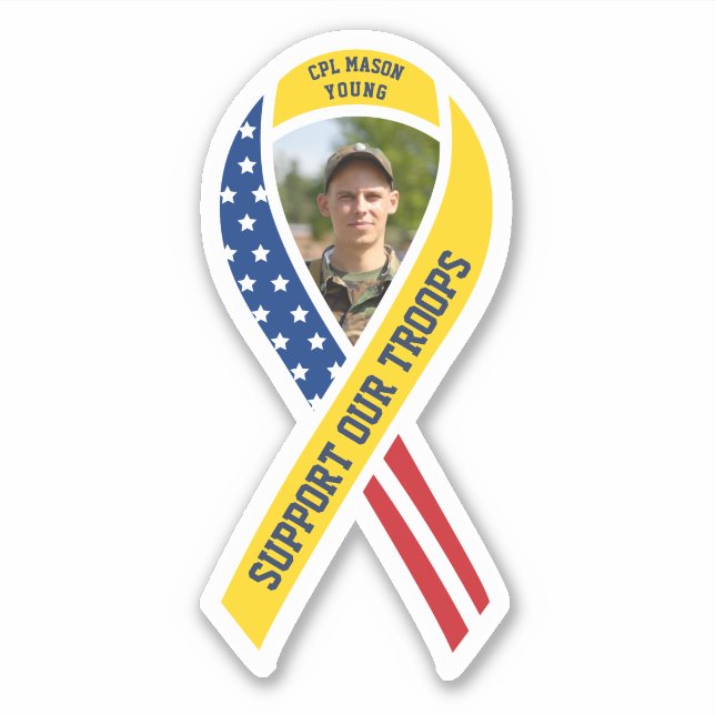 Support Our Troops Yellow Ribbon Flag Custom Photo (Front)