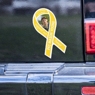 Support Our Troops Yellow Ribbon Photo & Name Car Magnet