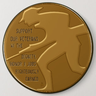 Support Our Veterans Golden 6 Cm Round Badge