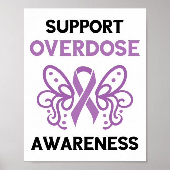 Support Overdose Purple Ribbon Overdose Awareness  Poster (Front)