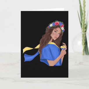 Support Peace In Ukraine Ukrainian Girl Heart Flow Card