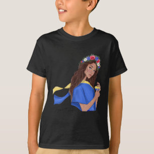 Support Peace In Ukraine Ukrainian Girl Heart Flow T-Shirt
