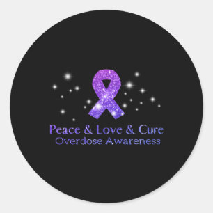 Support Peace Love And Cure Opioid Overdose Awaren Classic Round Sticker
