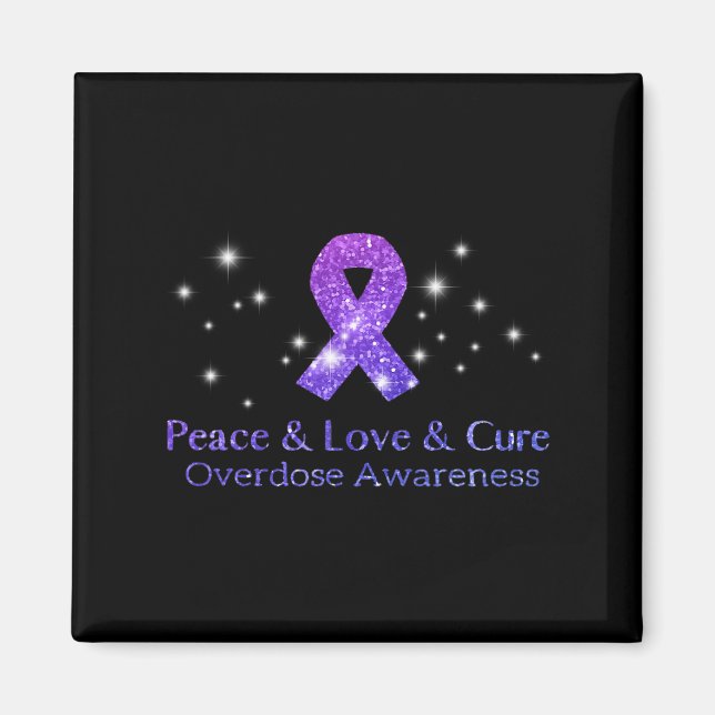 Support Peace Love And Cure Opioid Overdose Awaren Magnet (Front)