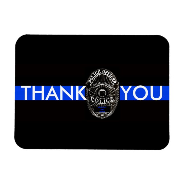 SUPPORT POLICE THANK YOU THIN BLUE LINE MAGNET (Horizontal)