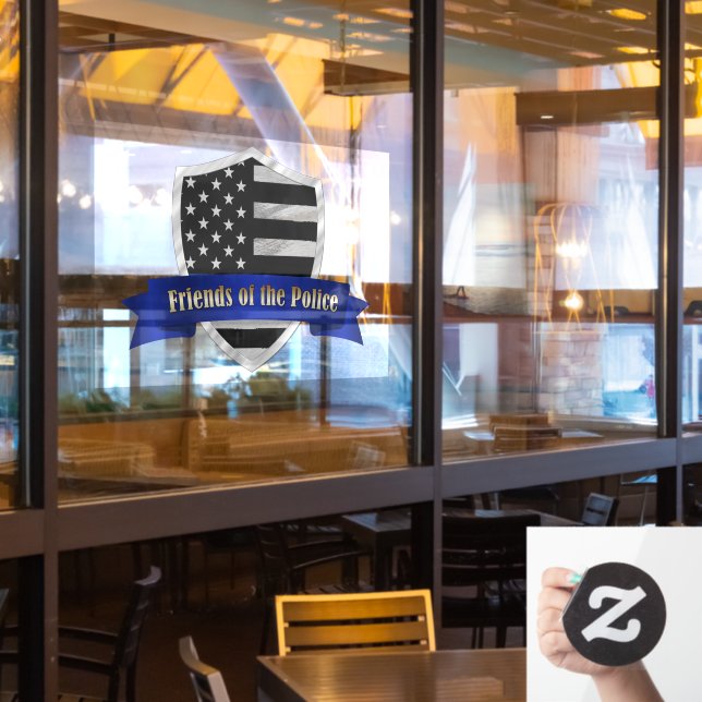 Support Police Thin Blue Line Window Cling (Restaurant Window)