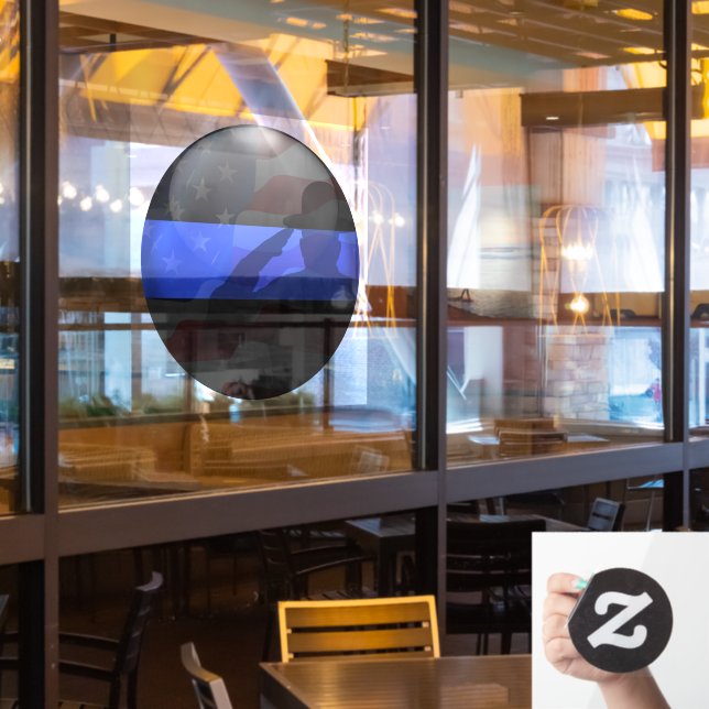 Support Police Thin Blue Line Window Cling (Restaurant Window)
