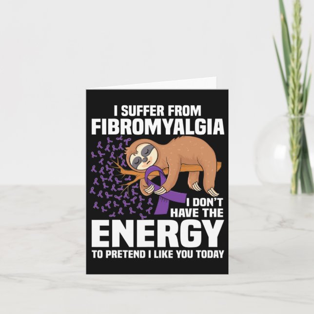 Support Purple Ribbon Warrior Fibromyalgia Awarene Card (Front)