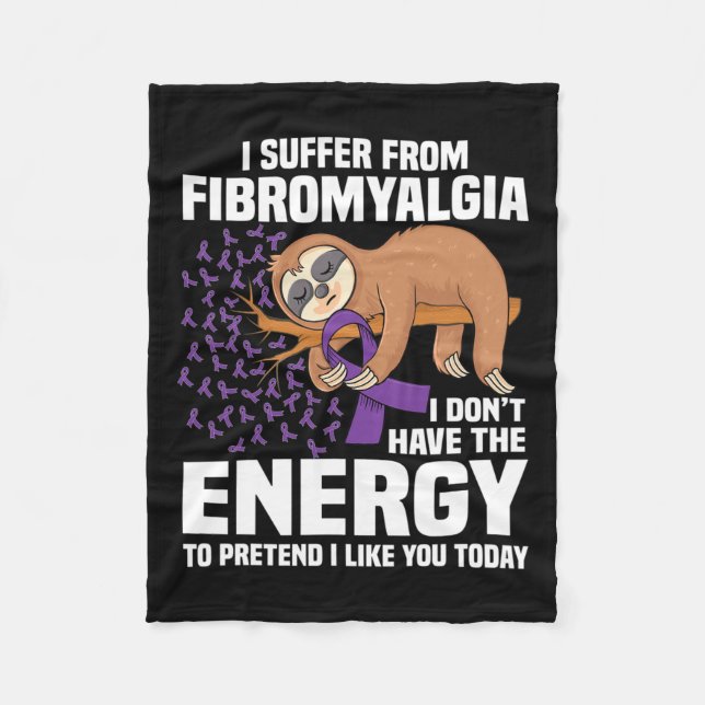 Support Purple Ribbon Warrior Fibromyalgia Awarene Fleece Blanket (Front)