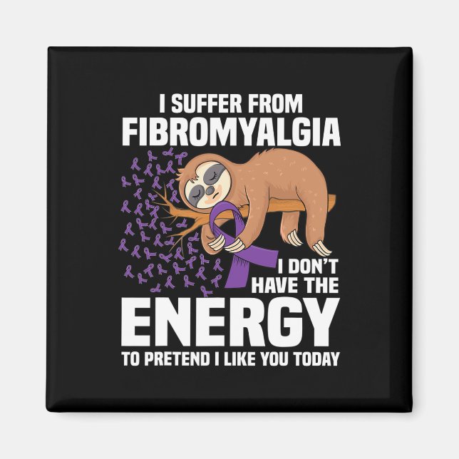 Support Purple Ribbon Warrior Fibromyalgia Awarene Magnet (Front)