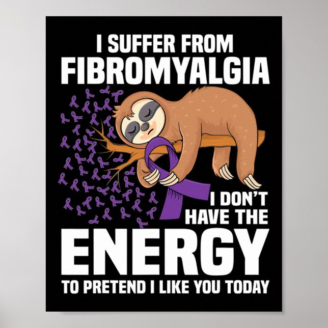Support Purple Ribbon Warrior Fibromyalgia Awarene Poster (Front)