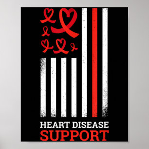 Support Ribbon Red Heart Disease Awareness Poster