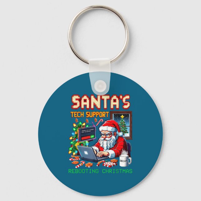 Support Santa's Pixel Tech Rebooting Key Ring (Front)