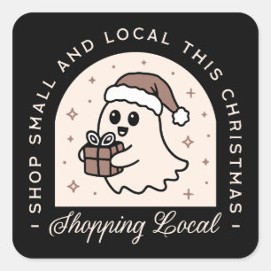 Support shop buy small local Christmas gifts Square Sticker