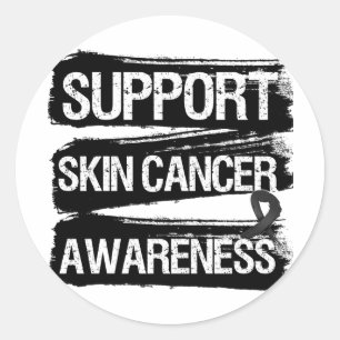 Support Skin Cancer Awareness Grunge Classic Round Sticker