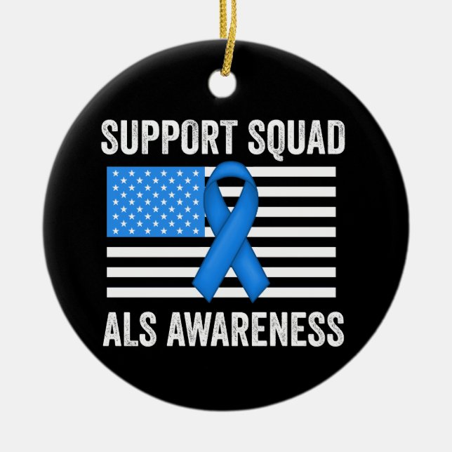 Support Squad ALS Awareness Ceramic Tree Decoration (Front)