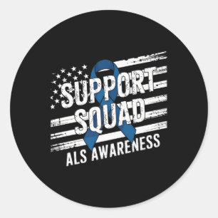 Support Squad Als Awareness Month Usa American Fla Classic Round Sticker