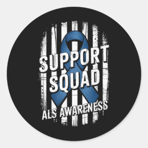 Support Squad Als Awareness Month Usa American Fla Classic Round Sticker