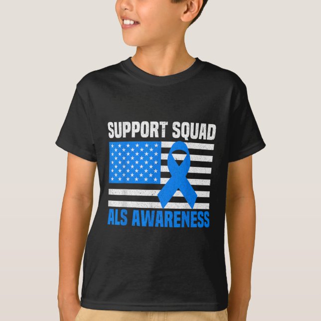 Support Squad Als Awareness Month Usa American Fla T-Shirt (Front)