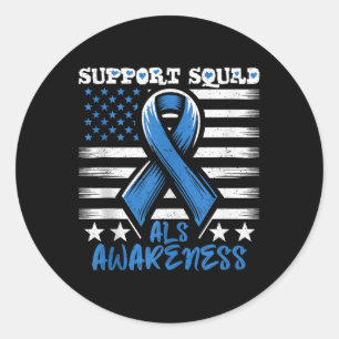 Support Squad Als Awareness Month Usa Flag Tee For Classic Round Sticker