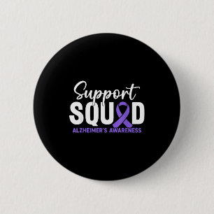 Support squad alzheimer’s awareness purple ribbon 6 cm round badge