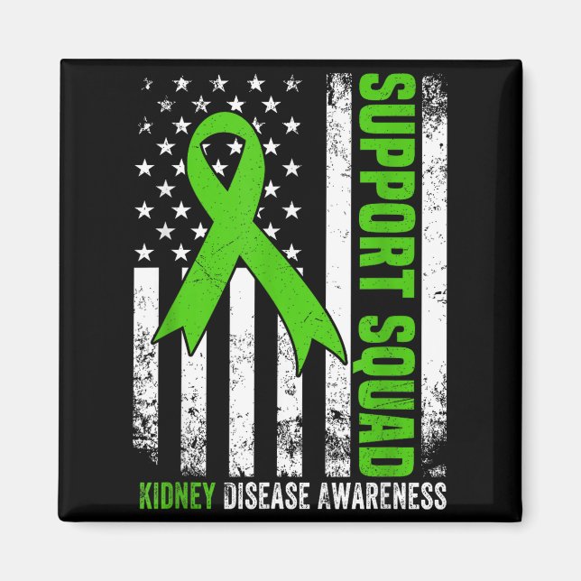 Support squad american flag green ribbon usa magnet (Front)