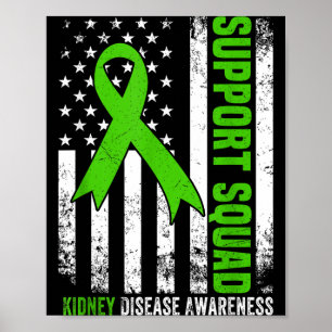 Support squad american flag green ribbon usa poster