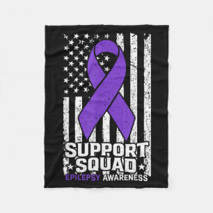 Support squad american flag purple epilepsy fleece blanket