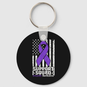 Support squad american flag purple epilepsy key ring