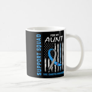 Support Squad Aunt Type 1 Diabetes Awareness Flag  Coffee Mug