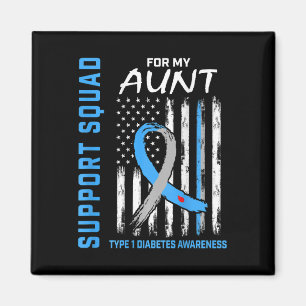 Support Squad Aunt Type 1 Diabetes Awareness Flag Magnet