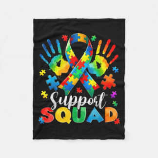 Support Squad Autism Awareness Family Outfits Men Fleece Blanket