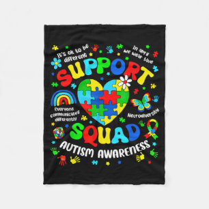 Support Squad Autism Awareness Puzzle Autistic Men Fleece Blanket