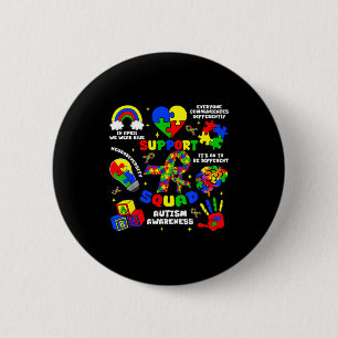 Support squad autism awareness puzzle pieces ribbo 6 cm round badge