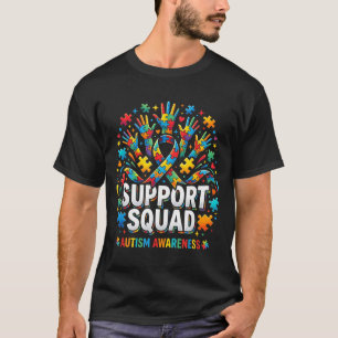 Support Squad Autism Awareness Puzzle Ribbon Hands T-Shirt