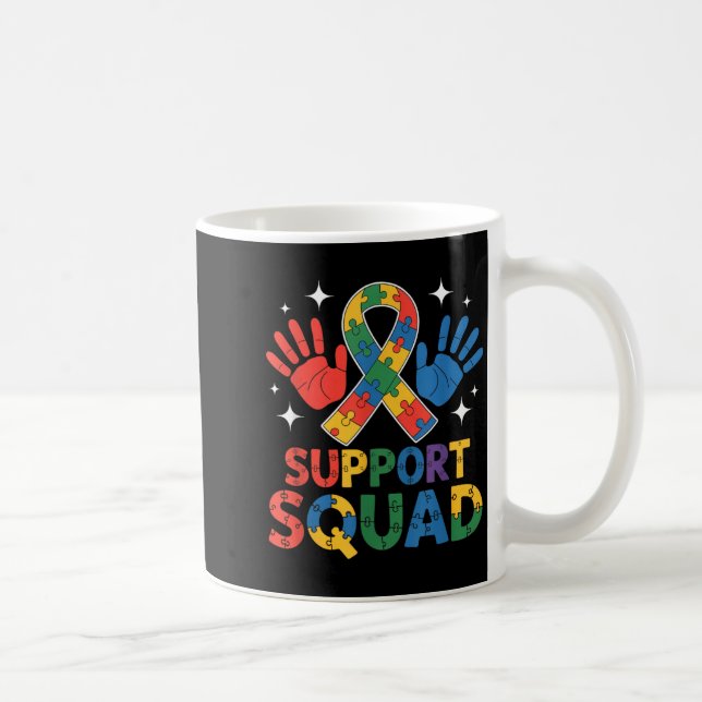 Support Squad Autism Awareness Ribbon Coffee Mug (Right)