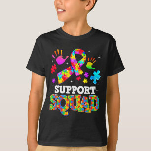 Support Squad Autism Awareness Ribbon Family Men W T-Shirt